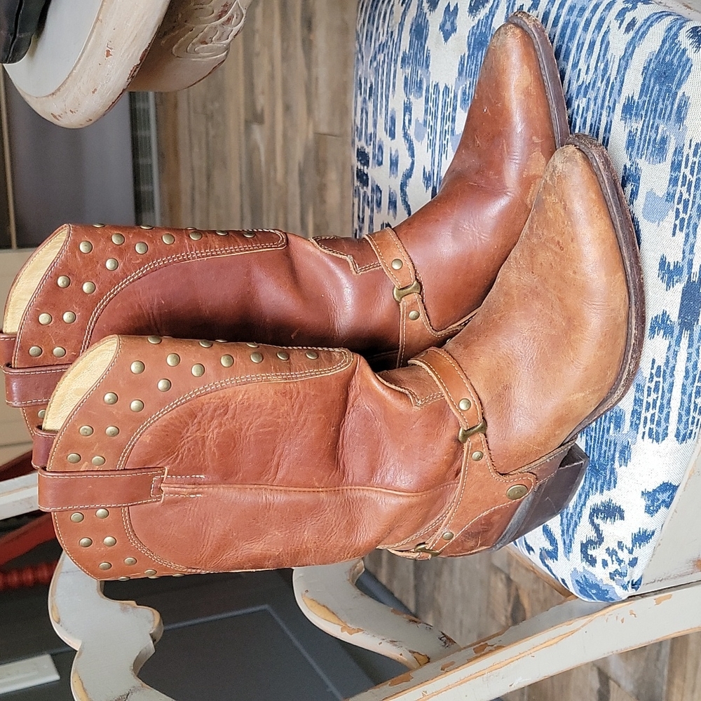 Vintage Saks fifth Avenue studded harness cowboy boot